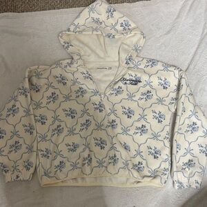Abercrombie & Fitch Cream Hoodie with Light Blue Floral Print
